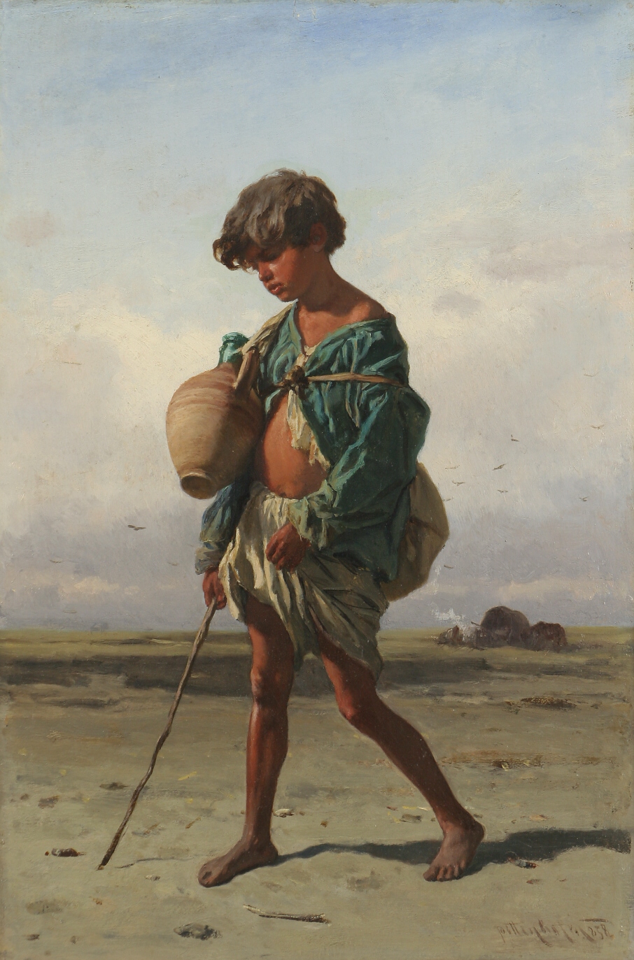 August von Pettenkofen, Cikánský chlapec, 1858, olej, dřevo, Inv. č. O00225