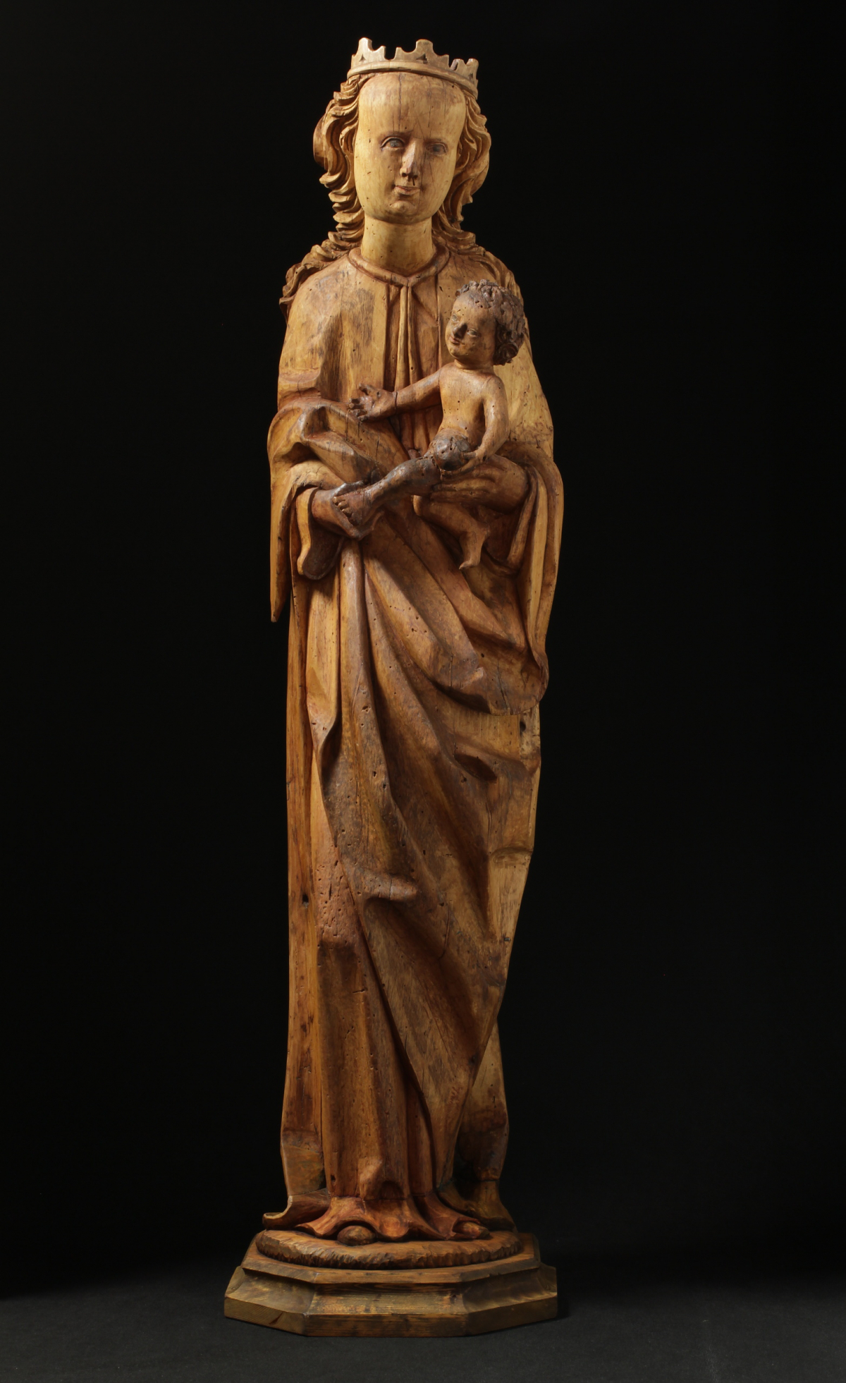 Unbekannter Autor, Madonna, 1480 - 1500, Skulptur, polychromiertes Holz, H.103 cm, unmarkiert, Regionalgalerie Liberec, Restaurator: Mgr. Mgr. Jakub Rafl