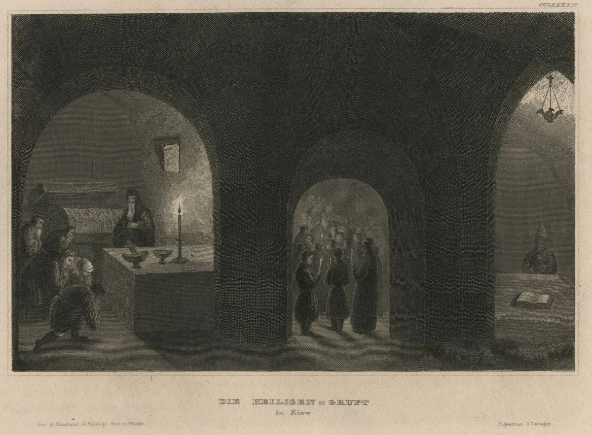 Neznámý autor 19. století, Kyjev – Sv. Hrobka, 1840. Oceloryt, papír. 