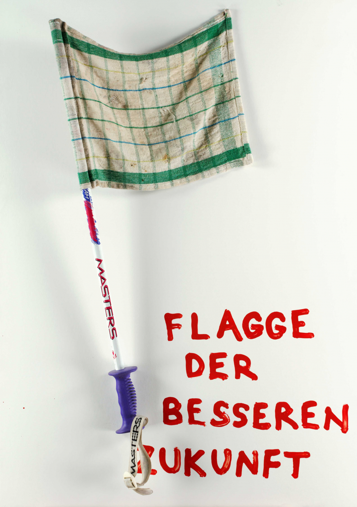 Kintera Kryštof, Flagge der besseren Zukunft, 2019. Reliéf, dřevotříska utěrka, florbalová hokejka, P 328.