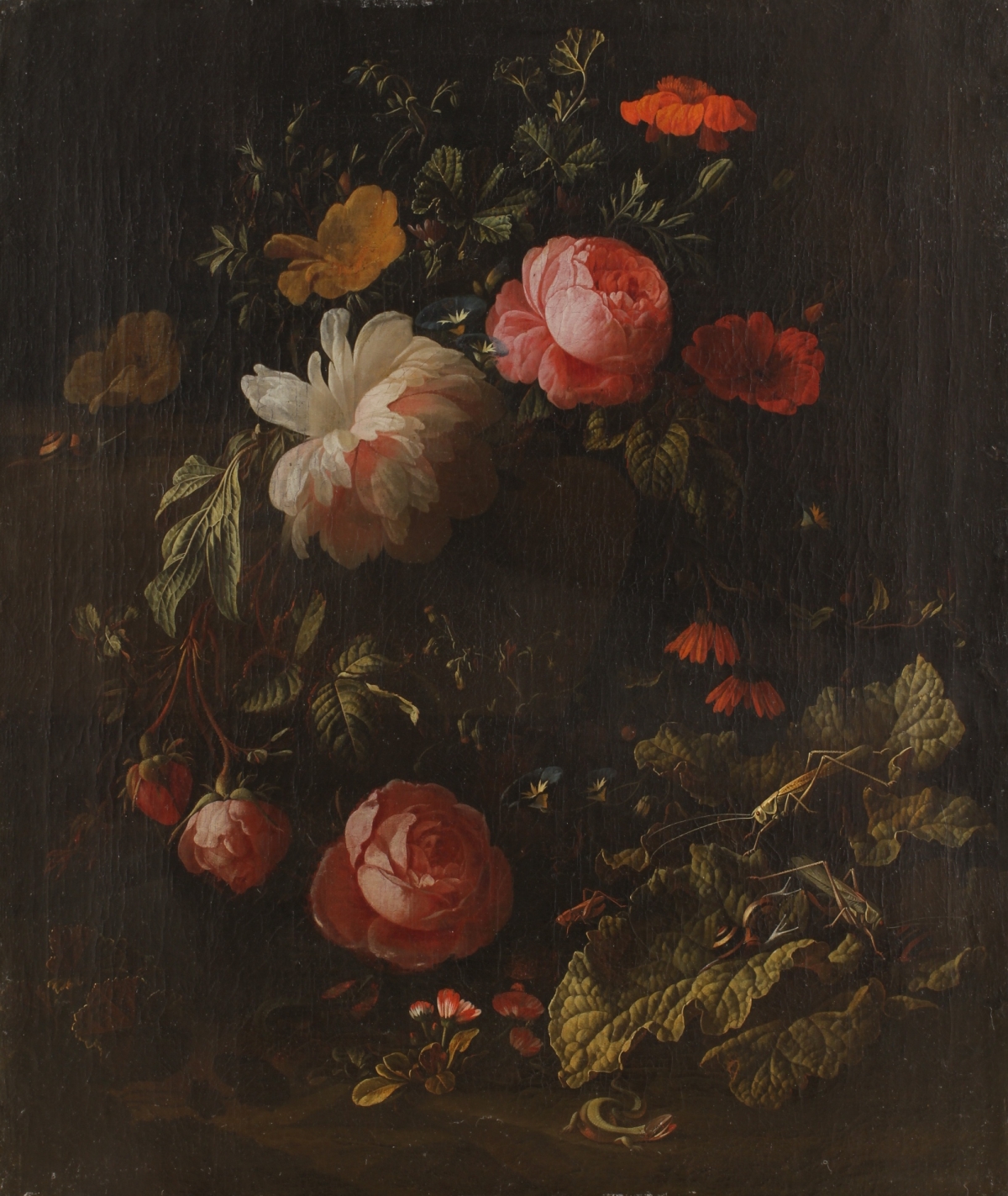 Elias van den Broeck, Flowers in forest undergrowth, oil on canvas, Inv. nr. O02259