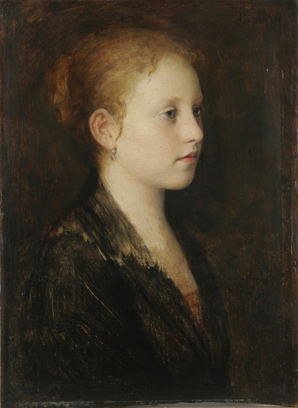 Franz Rumpler, Portrét dívky, olej, dřevo, Inv. č. O00281